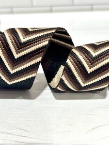 Chocolate/Tan/Black Woven Chevron 1.5”  Webbing Clearance Reliable