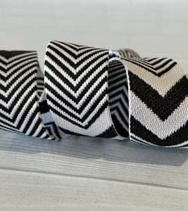 Black/White Woven Chevron 1.5”  Webbing Outlet Marketable