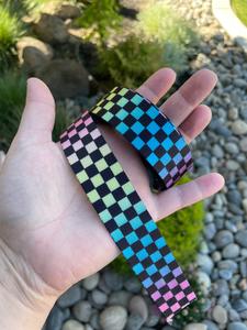 Bright Rainbow Ombré Check 1” Seatbelt Webbing (by the yard) The Cheapest Cheap Pice