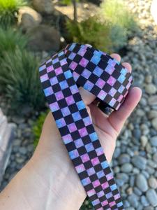 Blue/Pink Tie Dye Check 1” Seatbelt Webbing (by the yard) Recommend