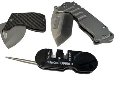 SharpTrio Pocket Knife Sharpener Tool ( Ceramic / Carbide / Diamond ) Outlet Finishline