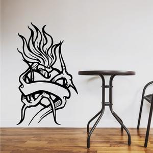 Flaming Heart with Crown of thorns Decal Clearance Amazing Pice