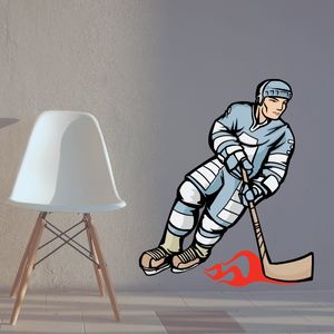 Flaming Hockey Player Wall Decal - Vinyl Sticker - Car Sticker - Die Cut Sticker - CDSCOLOR184 Clearance Footlocker Finishline