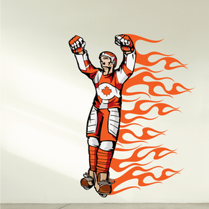 Flaming Hockey Player Wall Decal - Vinyl Sticker - Car Sticker - Die Cut Sticker - CDSCOLOR181 Cheap Wiki