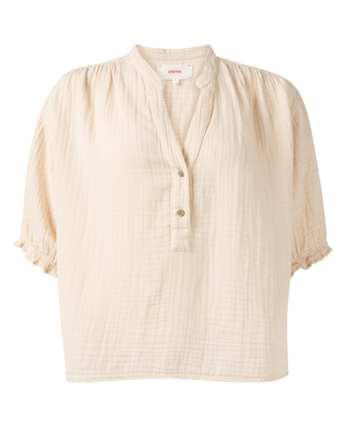 Taye Beige Cotton Gauze Top Sale 2025 Newest