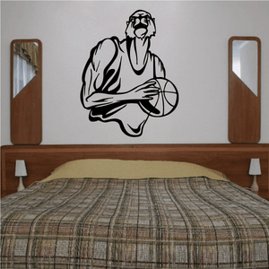 Basketball Mascot Panther Holding Ball Decal Best For Sale