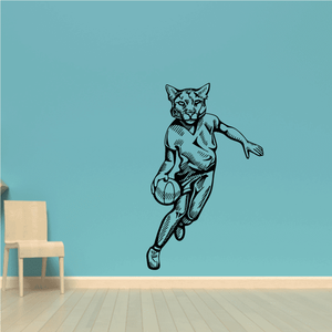Basketball Mascot Panther Dribbling Decal Sale Shop
