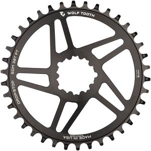 Direct Mount Chainring - 38t SRAM Direct Mount For SRAM 3-Bolt 6mm Offset Drop-Stop B Flattop Compatible BLK Pictures For Sale