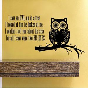 I Saw an Owl up in a Tree Wall Decal Free Shipping Fast Delivery