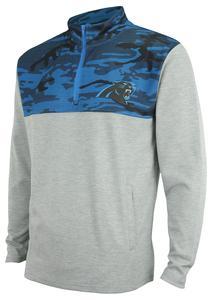 ZUBAZ Men's NFL Carolina  Panthers Gray 1/4 Zip Fleece Pullover With Camo Lines Size SMALL Cheap Official