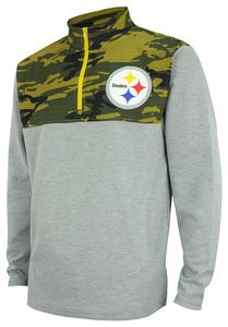 Zubaz Men's NFL Pittsburgh Steelers 1/4 Zip Fleece Pullover with Camo Lines Clearance Original