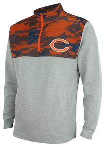 Zubaz Men's NFL Chicago Bears Gray 1/4 Zip Fleece Pullover With Camo Lines Best Place To Buy Online