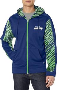 Zubaz Men's Seattle Seahawks Team Color Zebra Accent Full Zip Hoodie Cheap Explore