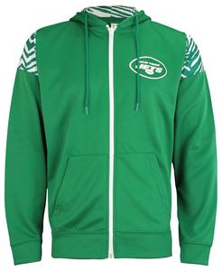 Zubaz Men's NFL Team Color Full Zip Hoodie with Primary Logo and Zebra Print Details - New York Jets Cheapest For Sale