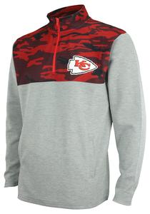 Zubaz Men's NFL Kansas City Chiefs 1/4 Zip Fleece Pullover with Camo Lines Shop For