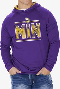 Zubaz Men's MINNESOTA VIKINGS SOLID PURPLE FRENCH TERRY LW HOOD W/ STATIC HOOD LINER & GRAPHIC Large Get To Buy