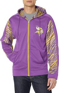 Zubaz Men's Minnesota Vikings Team Color Zebra Accent Full Zip Hoodie Free Shipping Exclusive