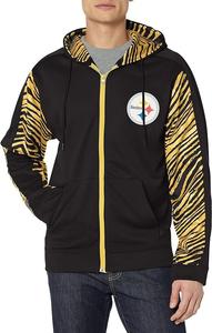 Zubaz Men's Pittsburgh Steelers Team Color Zebra Accent Full Zip Hoodie Discount Reliable