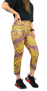 Zubaz NFL Women's Minnesota Vikings 2 Color Zebra Print Capri Legging Online Sale