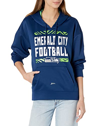 Zubaz NFL Women's Seattle Seahawks Solid Team Color Hoodie with Zebra Details Wiki Cheap Online