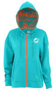 Zubaz NFL Women's Standard Full Zip Hoodie Miami Dolphins Cheap Sale New