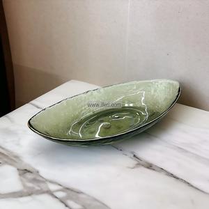14 Inch Golden Rim Boat Shaped Glass Serving Dish SGR0070 Factory Outlet Cheap Online