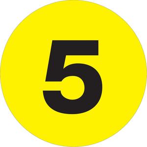 4" Circle - "5" (Fluorescent Yellow) Number Labels 500/Roll Cheap Sale Discounts