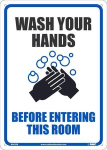 NMC WASH YOUR HANDS BEFORE ENTERING THIS ROOM, 14X10, .050 RIGID PLASTIC - WH2RB Buy Cheap Browse