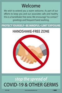 NMC WELCOME HANDSHAKE FREE ZONE POSTER, 18 X 12, .015 UNRIP VINYL POSTER - PST146C Sale Browse