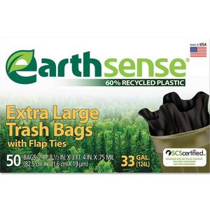 Earthsense Large Trash Bags, 33 Gal, 0.75 Mil, 32.5" X 40", Black, 50/Box - WBIGES6FTL50 Buy Cheap Pices