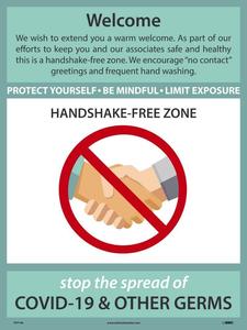 NMC WELCOME HANDSHAKE FREE ZONE POSTER, 24 X 18 POLYTAG - PST146 Sale Pick A Best