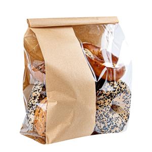 Bag Tek Kraft Paper Bakery Tin Tie Bag - with Window - 8 1/4" x 4" x 13 3/4" - 100 count box Discount Cheapest Pice