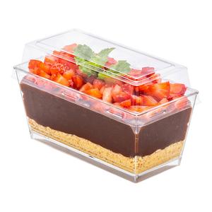 5 oz Rectangle Clear Plastic Cake / Dessert Container - with Lid - 4" x 2" x 1 3/4" - 100 count box Pay With Paypal For Sale