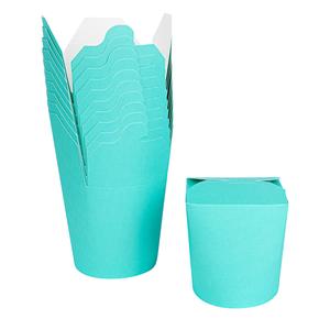 Bio Tek 16 oz Round Turquoise Paper Noodle Take Out Container - 3 1/4" x 3" x 4" - 50 count box Cheap Pice Original
