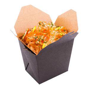 Bio Tek 16 oz Square Black Paper Noodle Take Out Container - 3 1/2" x 3" x 3 1/4" - 25 count box Deals Online