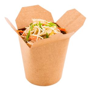 Bio Tek 16 oz Round Kraft Paper Noodle Take Out Container - 3 1/4" x 3" x 4" - 50 count box Cheap Online