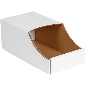 6 x 12 x 4 1/2 Stackable White Corrugated Bin Box 50/Bundle Free Shipping Manchester Great Sale