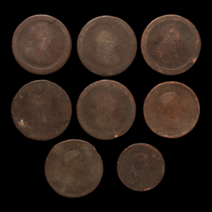 Lot of 8 British Coppers, George III, Low Grade - 1790s to 1800s - Great Britain Free Shipping Very Cheap