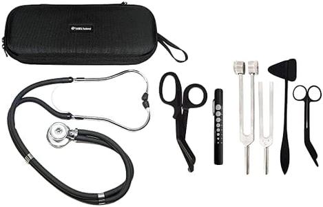 Dual Head Stethoscope with Storage Case, EMT Shears, Pen Light, Tuning Forks, Taylor Hammer, and Lister Scissors - Assorted Colors Sale New Styles