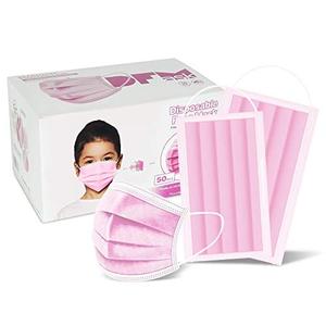 Child 50 Pc (Pink) 3-Ply Disposable Face Mask Earloop Protective Mouth Cover- Pink for Kid Looking For Online