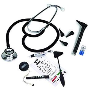 Dual Head Stethoscope Set with Snellen Eye Chart, Taylor Percussion Hammer, Otoscope w/Batteries, LED Pupil Gauge Penlight, Retractable Tape Measure, 4 in 1 Color Ballpoint Pen Cheap Pice Wholesale Pice