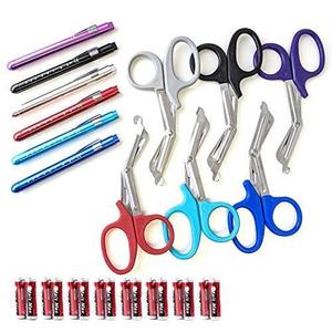 EMT Trauma Shears & LED Pupil Gauge Pen Light Combo (Batteries Included) Assorted Colors Low Cost Online