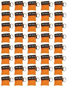 40pc CPR Mask Keychain Emergency Kit CPR Face Shields for First Aid AED Training Child and Adult CPR Breathing Barrier (Orange) Cheap Sale View