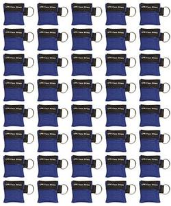 40pc CPR Mask Keychain Emergency Kit CPR Face Shields for First Aid AED Training Child and Adult CPR Breathing Barrier (Blue) Outlet Discount Authentic
