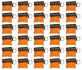 30pc CPR Mask Keychain Emergency Kit CPR Face Shields for First Aid AED Training Child and Adult CPR Breathing Barrier (Orange) Online Shop From China