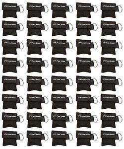 40pc CPR Mask Keychain Emergency Kit CPR Face Shields for First Aid AED Training Child and Adult CPR Breathing Barrier (Black) Cheap Sale Comfortable