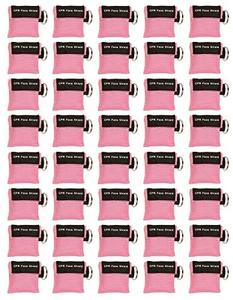 40pc CPR Mask Keychain Emergency Kit CPR Face Shields for First Aid AED Training Child and Adult CPR Breathing Barrier (Pink) Clearance Shop