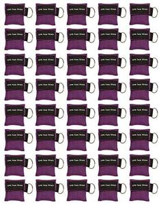 40pc CPR Mask Keychain Emergency Kit CPR Face Shields for First Aid AED Training Child and Adult CPR Breathing Barrier (Purple) Order Cheap Online
