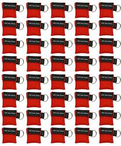 40pc CPR Mask Keychain Emergency Kit CPR Face Shields for First Aid AED Training Child and Adult CPR Breathing Barrier (Red) Clearance Footlocker Pictures