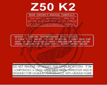 Z50 K2 Warning Decals 1971 With Mastercard Cheap Online